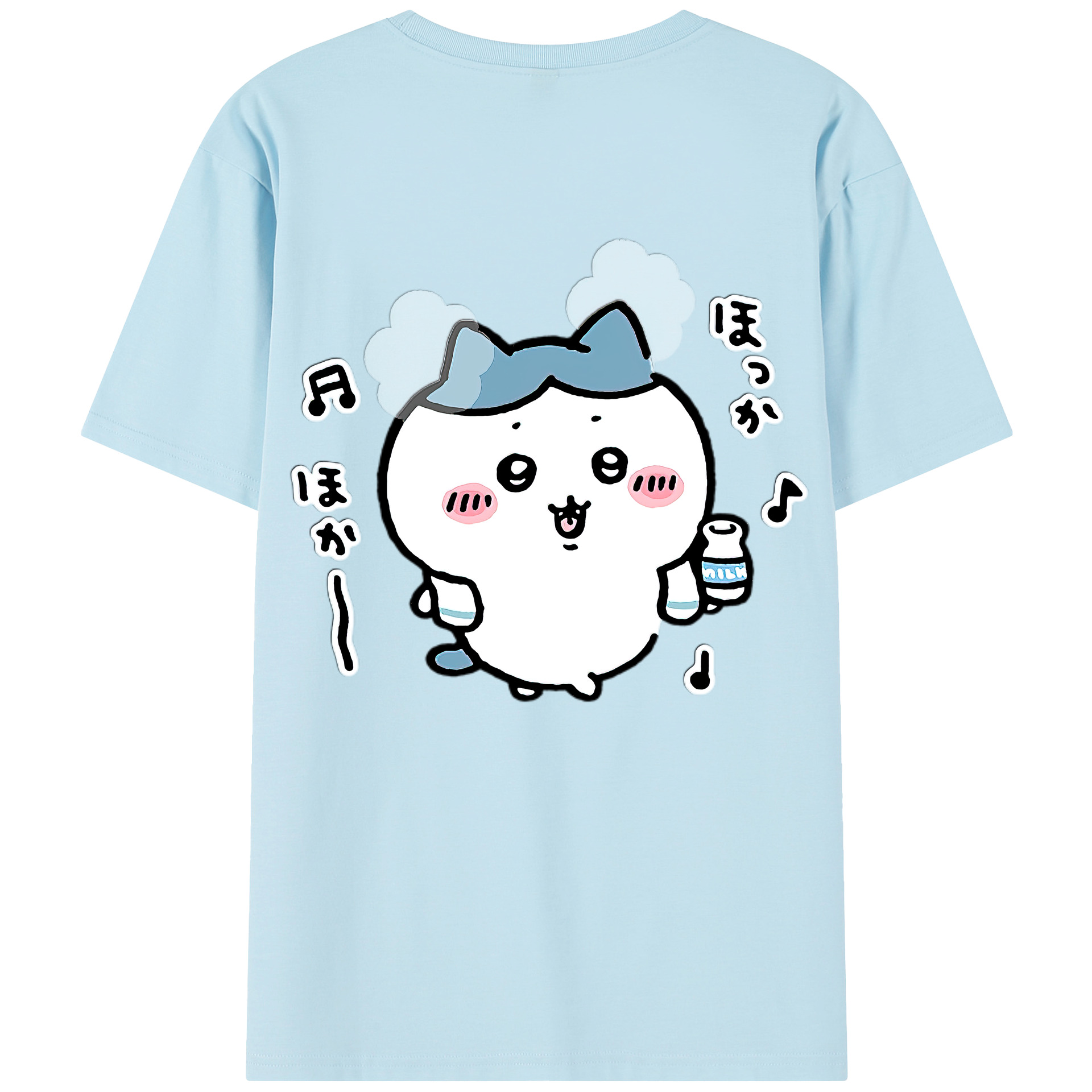 （画像用） ちいかわ ハチワレ Chii-kawa hachiware 綿100％半袖Tシャツ（背面プリント）